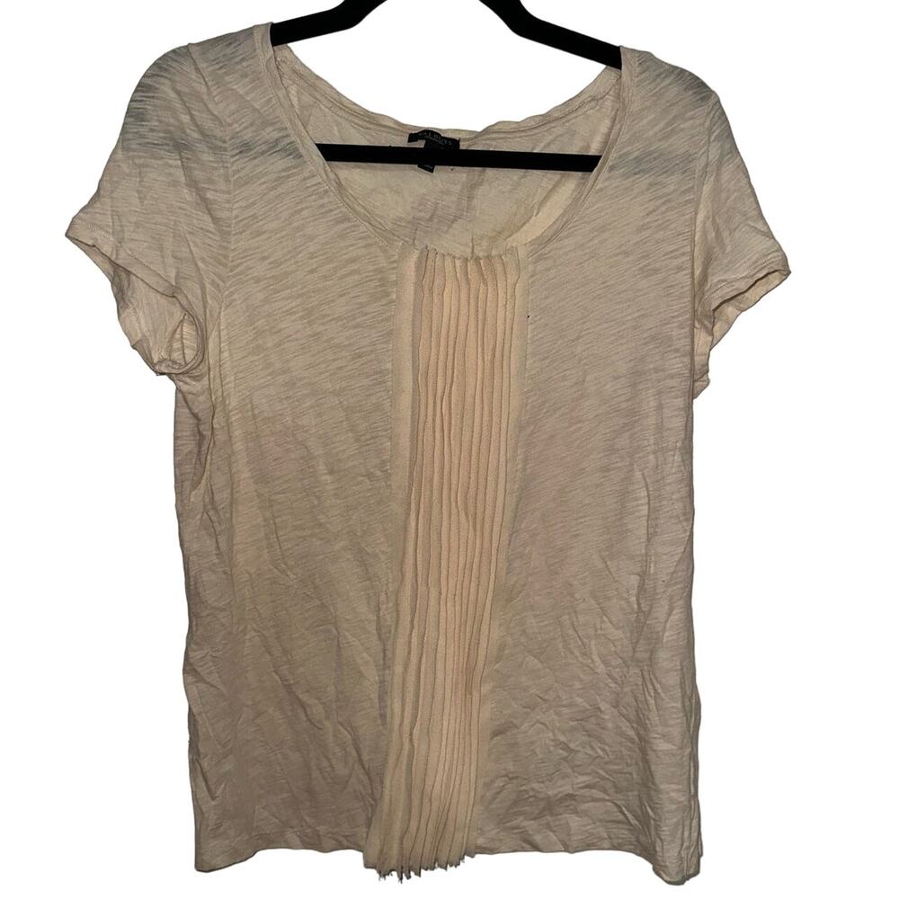 Talbots Boho Ruffle Front Short Sleeve Shirt Size L